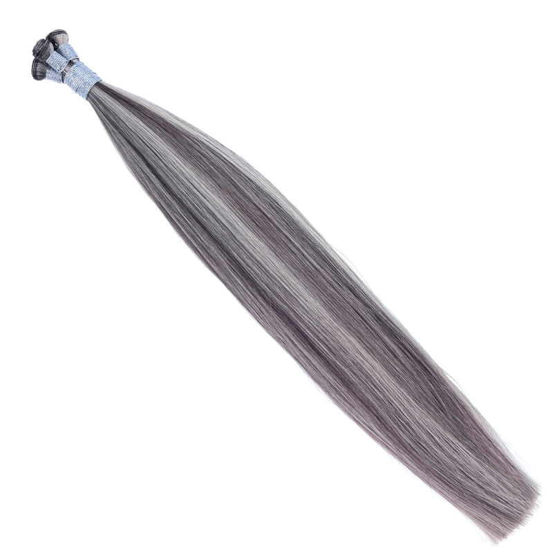 #P7/1001 Piano Chocolate with White Ash Blonde Genius Hybrid Weft Full Cuticle Human Hair Extensions Double Drawn-4 wefts