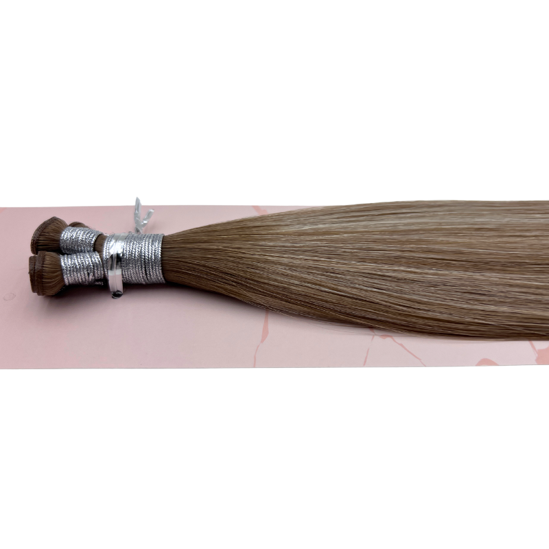 T#8A-P#8A/1001 Toned Ash Dark Blonde with Piano Ash Dark Blonde and White Ash Blonde Gorgeous Hand-tied Weft Full Cuticle Human Hair Extensions Double Drawn-4 Wefts - Hairlaya