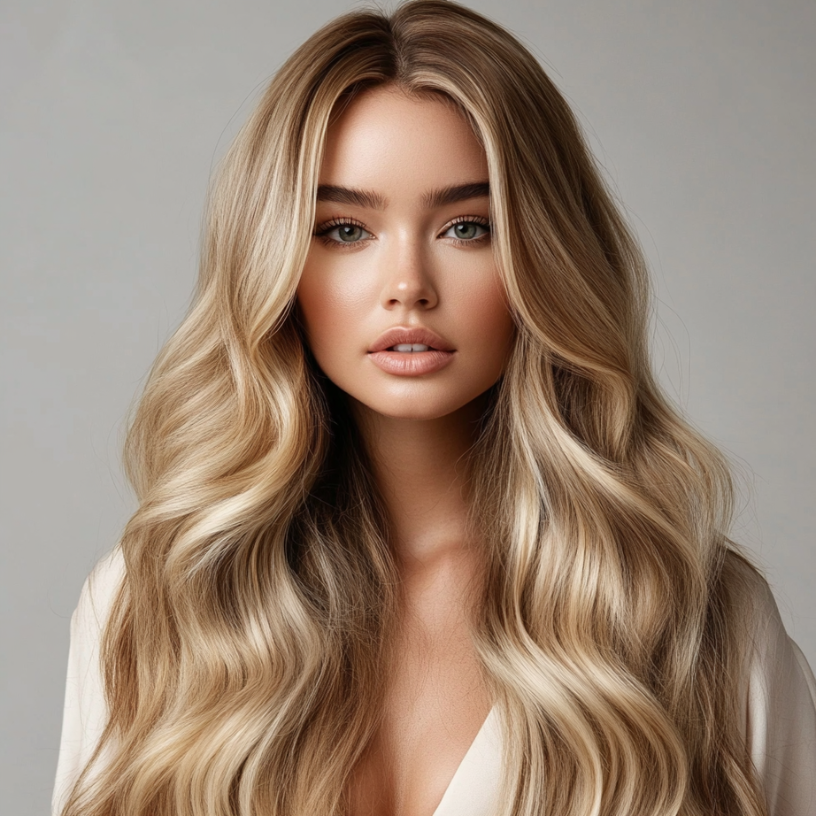 Hairlaya Color Swatch #18 Chocolate Blonde model