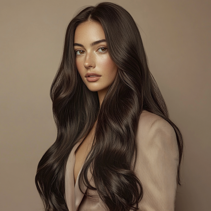 Hairlaya Color Swatch #4 Brown Model