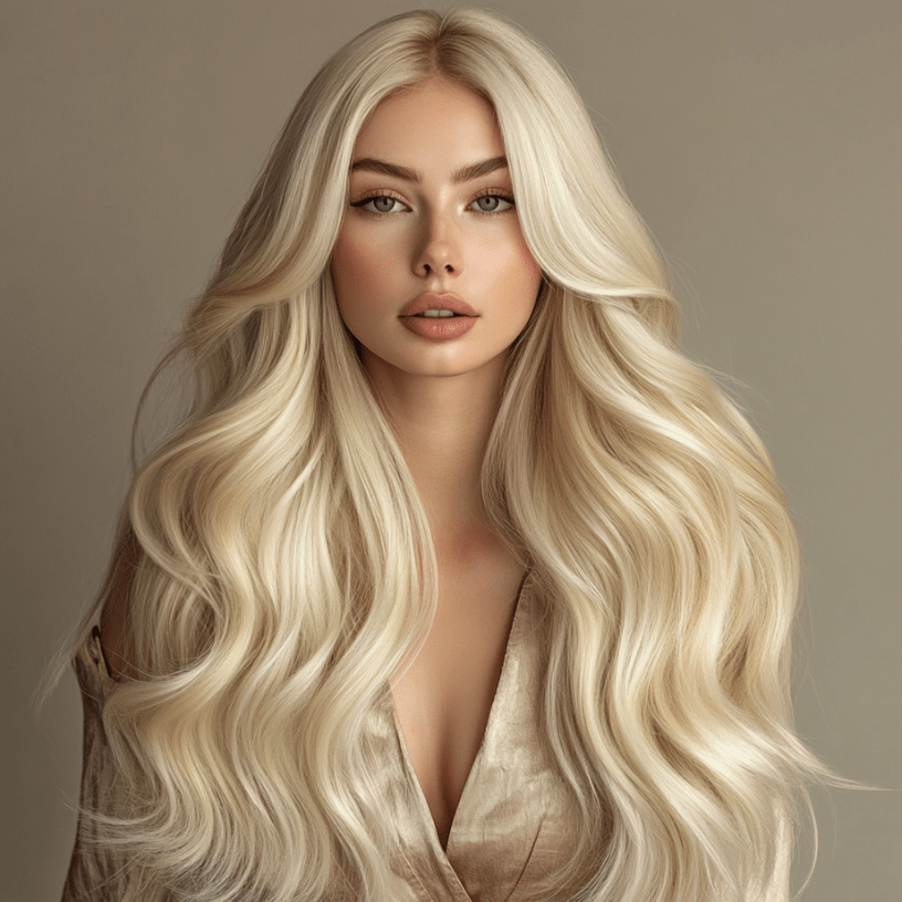 Hairlaya Color Swatch #60 Ash Blonde Model