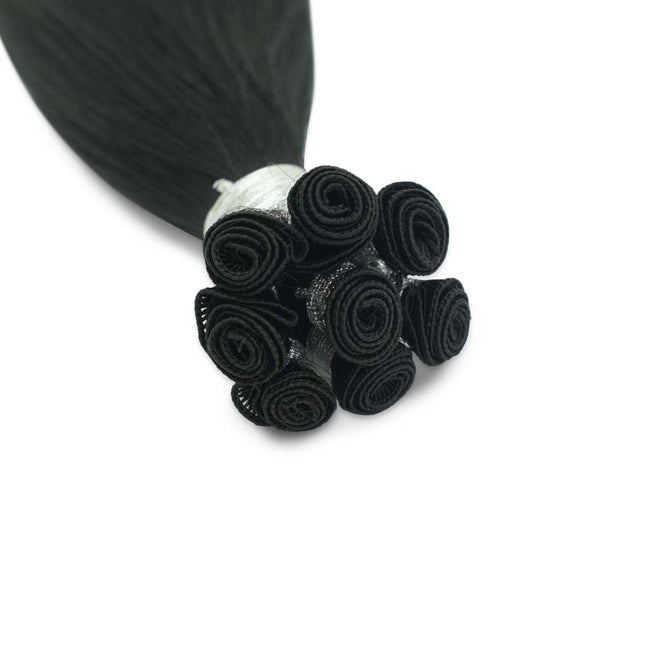 #1 Black Gorgeous Hand-tied Weft Full Cuticle Human Hair Extensions Double Drawn-4 Wefts - Hairlaya